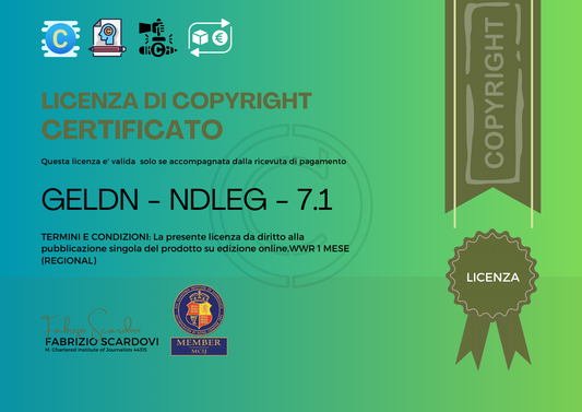 Licenza di Copyright | Certificato > REGIONAL 1M